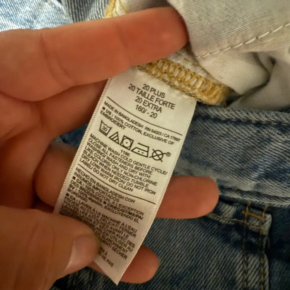 Old Navy Super Baggy Wide-Leg Embroidered Jeans for Girls 20, Light Wash 767099
